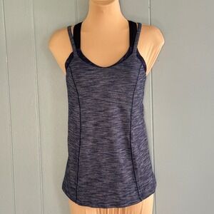 Lululemon Run For Gold Tank Top Built In Bra Racerback Yoga Navy Blue Small